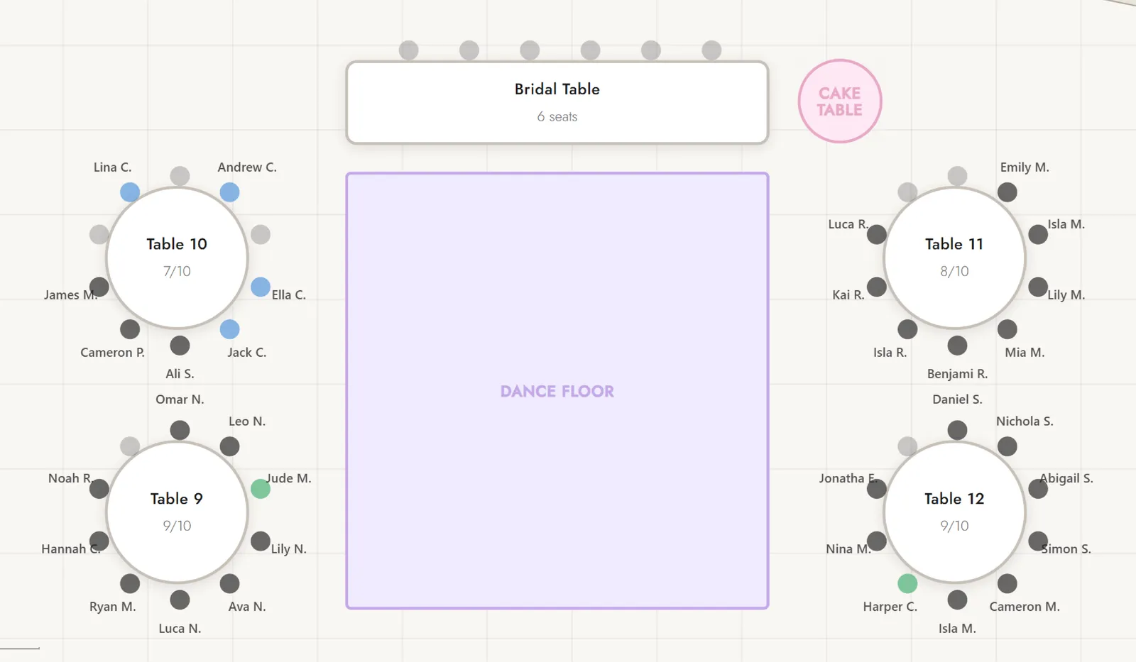 Seating planner floor plan